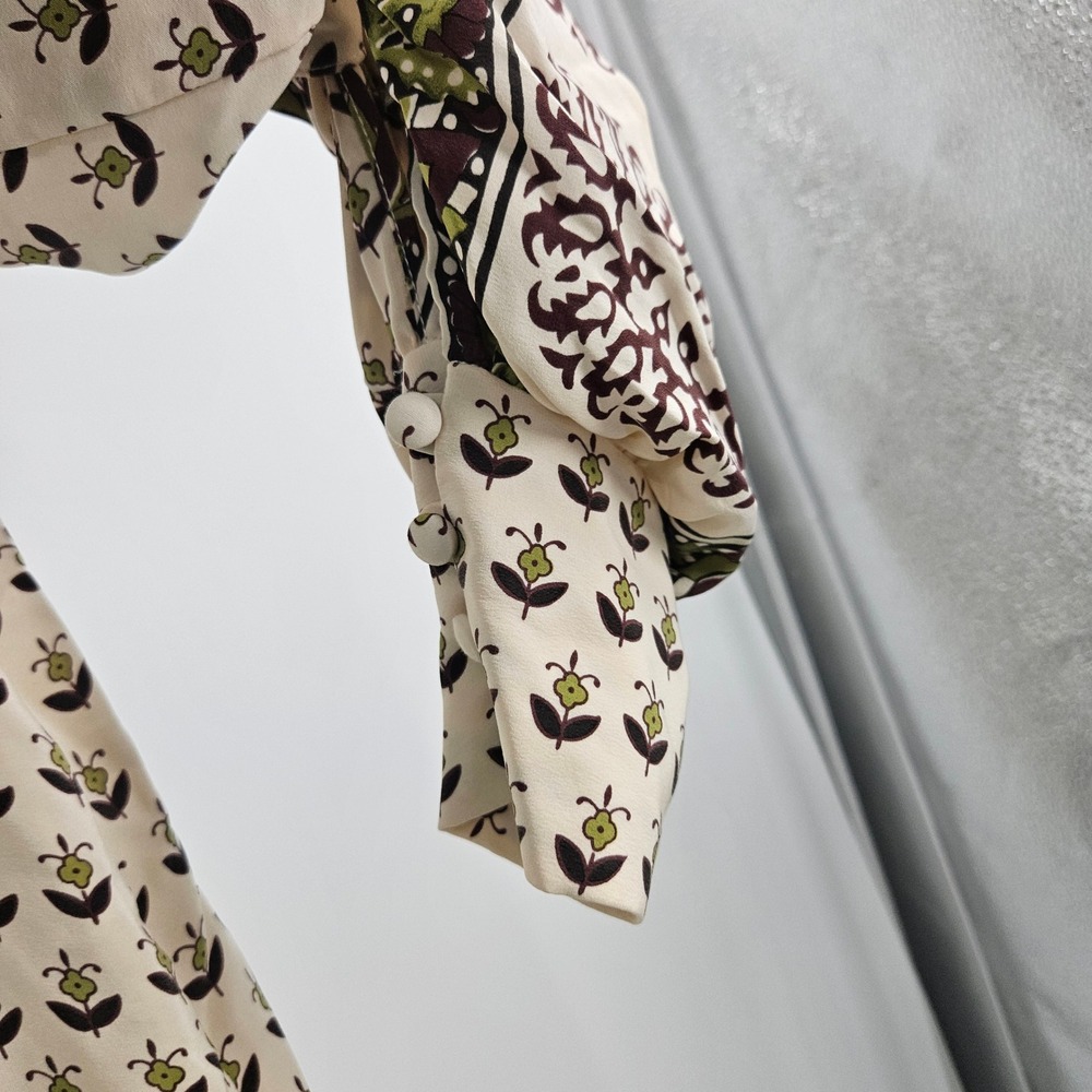 Vintage Veronica Beard Silk Mini Dress Cream Floral Block Print Quiet Luxury 1 - Picture 13 of 14